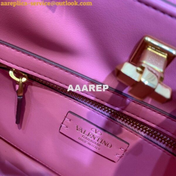 Replica Valentino 2021 Roman Stud The Handle Bag In Nappa 0097L Pink 9