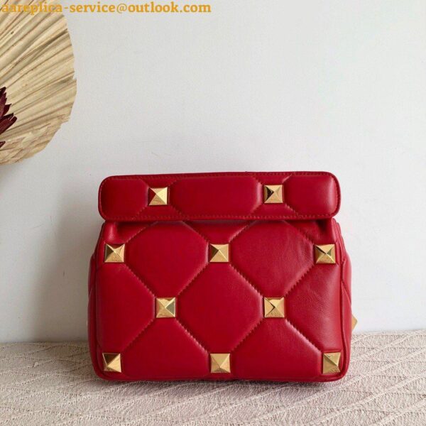 Replica Valentino Roman Stud Medium Chain Bag In Red Nappa Leather 9