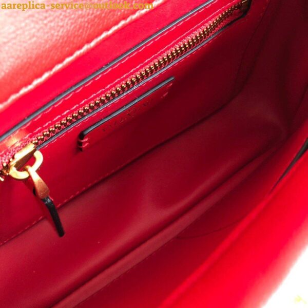 Replica Valentino Roman Stud Medium Chain Bag In Red Nappa Leather 10