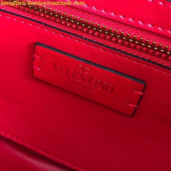 Replica Valentino Roman Stud Medium Chain Bag In Red Nappa Leather 11