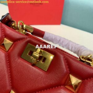 Replica Valentino 2021 Roman Stud The Handle Bag In Nappa 0097L Red 2