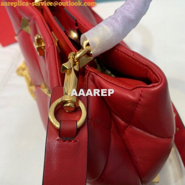 Replica Valentino 2021 Roman Stud The Handle Bag In Nappa 0097L Red 7