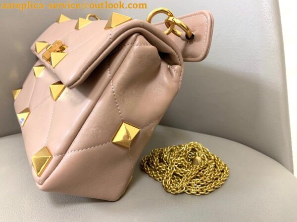 Replica Valentino Roman Stud Medium Chain Bag In Rose Cannelle Nappa Leather 7