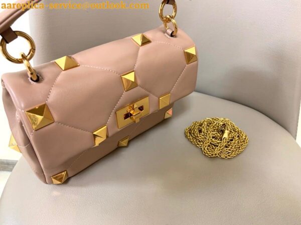 Replica Valentino Roman Stud Medium Chain Bag In Rose Cannelle Nappa Leather 8