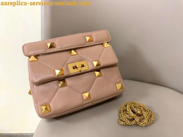 Replica Valentino Roman Stud Medium Chain Bag In Rose Cannelle Nappa Leather 9