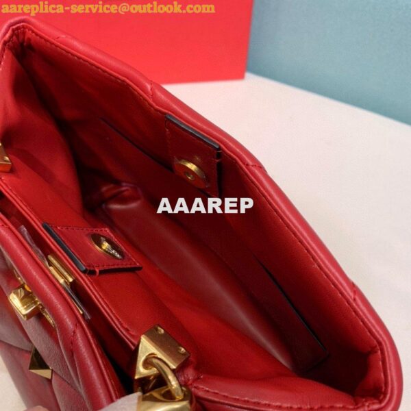 Replica Valentino 2021 Roman Stud The Handle Bag In Nappa 0097L Red 10