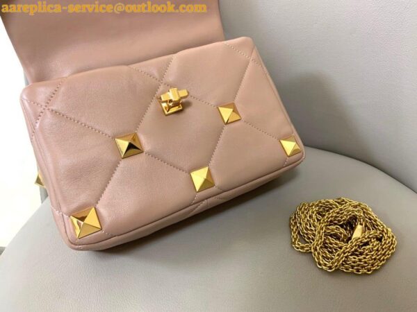 Replica Valentino Roman Stud Medium Chain Bag In Rose Cannelle Nappa Leather 10