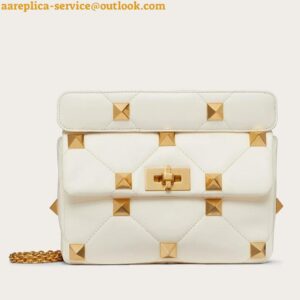 Replica Valentino Roman Stud Medium Chain Bag In White Nappa Leather 2