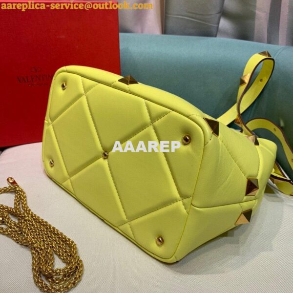 Replica Valentino 2021 Roman Stud The Handle Bag In Nappa 0097L Yellow 6