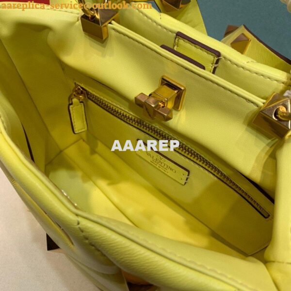 Replica Valentino 2021 Roman Stud The Handle Bag In Nappa 0097L Yellow 7