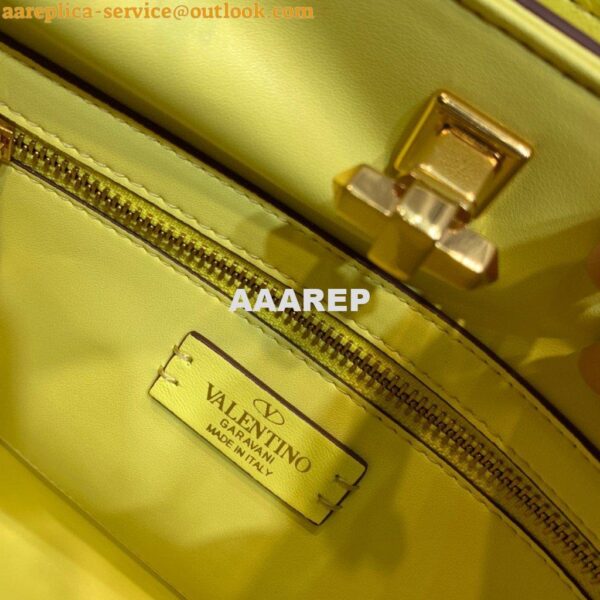 Replica Valentino 2021 Roman Stud The Handle Bag In Nappa 0097L Yellow 8