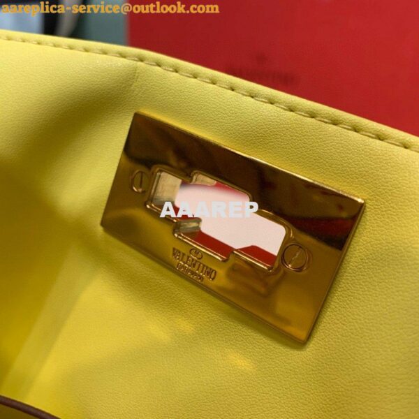 Replica Valentino 2021 Roman Stud The Handle Bag In Nappa 0097L Yellow 9