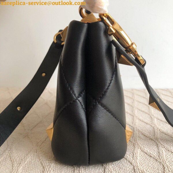 Replica Valentino Roman Stud Mini Handle Bag In Black Nappa Leather 9