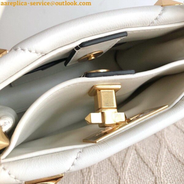 Replica Valentino Roman Stud Mini Handle Bag In White Nappa Leather 8