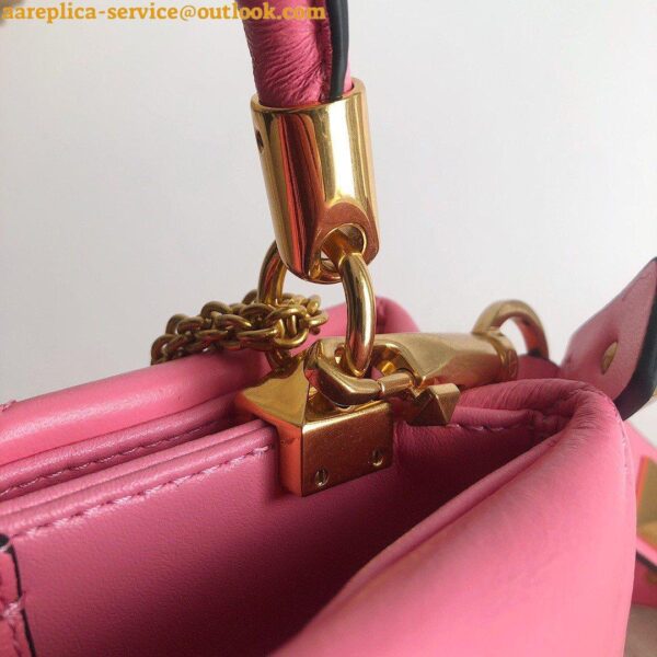 Replica Valentino Roman Stud Small Handle Bag In Pink Nappa Leather 8