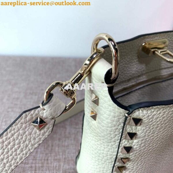 Replica Valentino 2B0C17V Mini Rockstud Grainy Calfskin Hobo Bag 50029 Beige 8