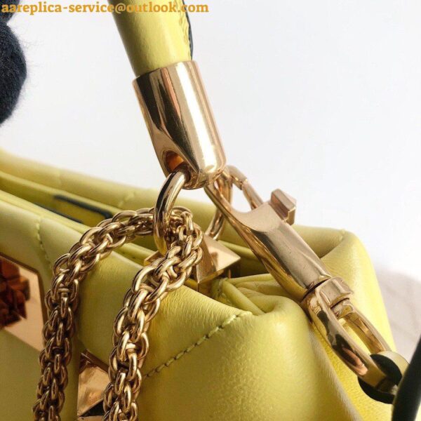 Replica Valentino Roman Stud Small Handle Bag In Yellow Nappa Leather 5