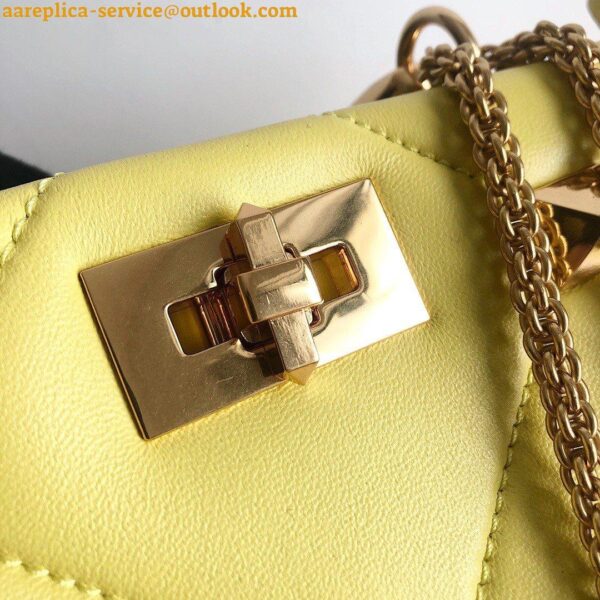 Replica Valentino Roman Stud Small Handle Bag In Yellow Nappa Leather 6