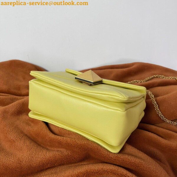 Replica Valentino Roman Stud Small Handle Bag In Yellow Nappa Leather 15