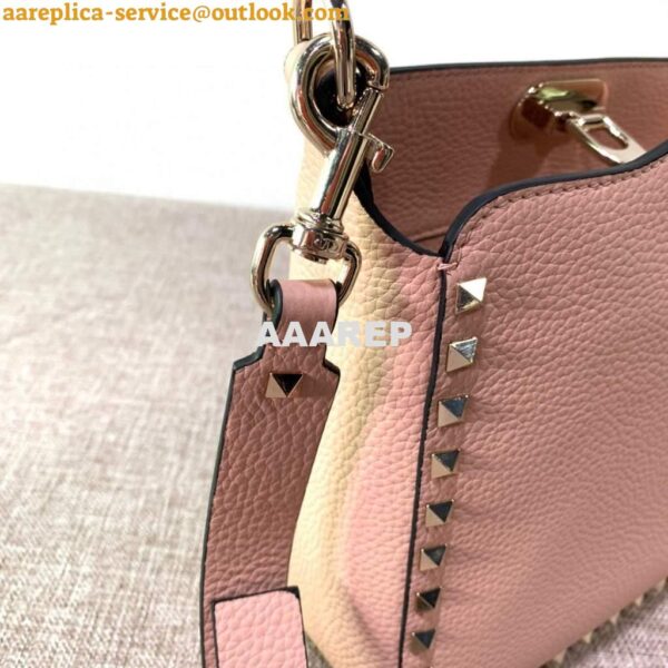 Replica Valentino 2B0C17V Mini Rockstud Grainy Calfskin Hobo Bag 50029 Pink 8