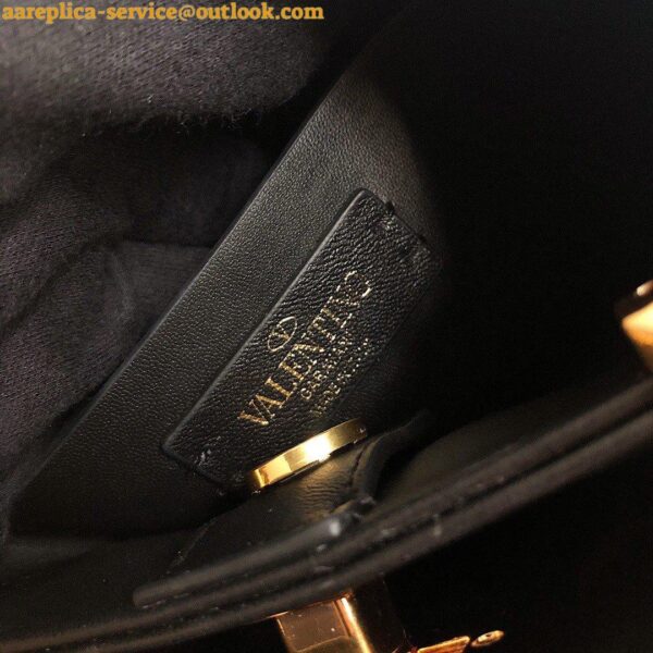 Replica Valentino Roman Stud Top Handle Bag In Black Nappa Leather 7