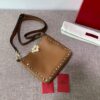 Replica Valentino 2B0C17V Mini Rockstud Grainy Calfskin Hobo Bag 50029 Wine Red 2