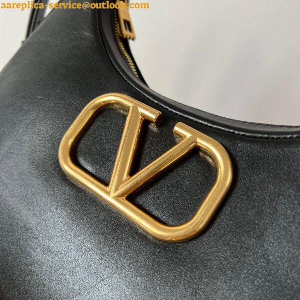 Replica Valentino Stud Sign Hobo Bag In Black Calfskin 6