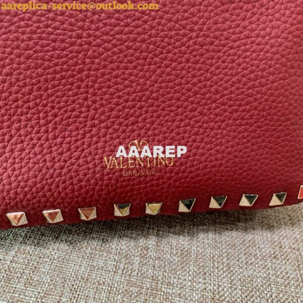 Replica Valentino 2B0C17V Mini Rockstud Grainy Calfskin Hobo Bag 50029 Wine Red 10