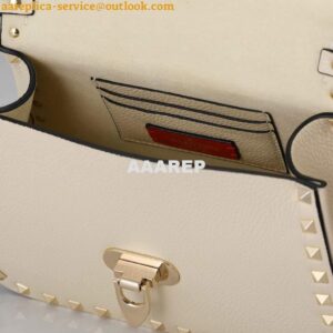 Replica Valentino 2B0I52 Small Rockstud Grainy Calfskin Handbag 2025S Beige 2