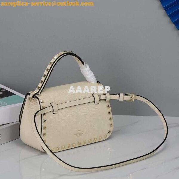 Replica Valentino 2B0I52 Small Rockstud Grainy Calfskin Handbag 2025S Beige 8