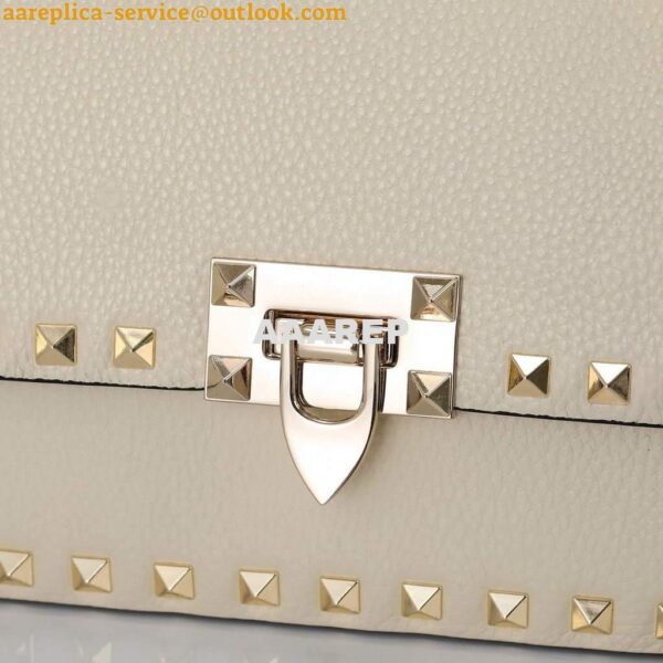 Replica Valentino 2B0I52 Small Rockstud Grainy Calfskin Handbag 2025S Beige 9