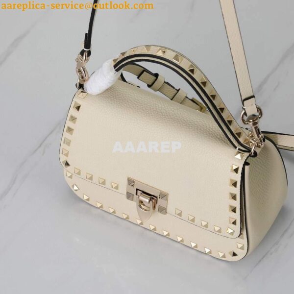 Replica Valentino 2B0I52 Small Rockstud Grainy Calfskin Handbag 2025S Beige 10