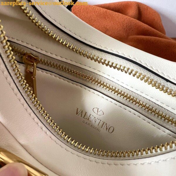 Replica Valentino Stud Sign Hobo Bag In White Calfskin 10