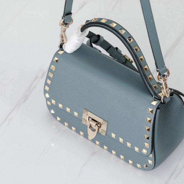 Replica Valentino 2B0I52 Small Rockstud Grainy Calfskin Handbag 2025S Blue 3