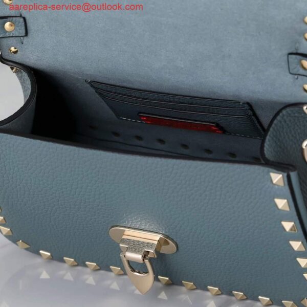 Replica Valentino 2B0I52 Small Rockstud Grainy Calfskin Handbag 2025S Blue 4