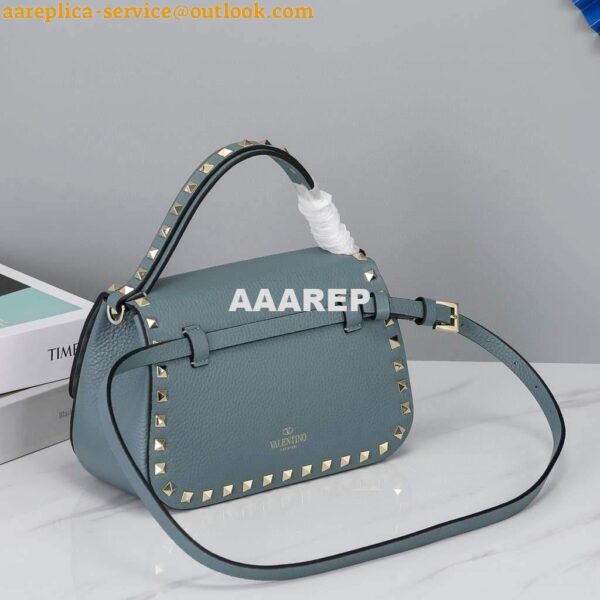 Replica Valentino 2B0I52 Small Rockstud Grainy Calfskin Handbag 2025S Blue 5