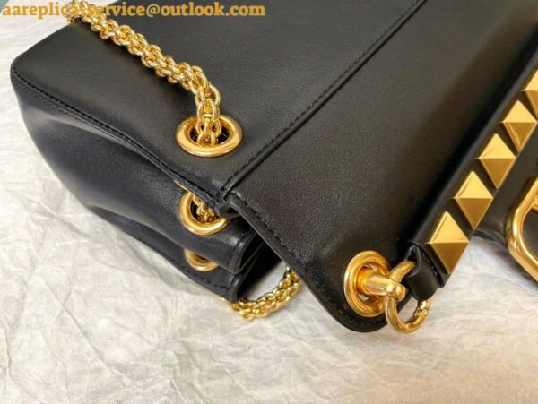 Replica Valentino Stud Sign Shoulder Bag In Black Nappa Leather 12