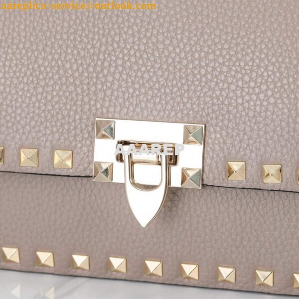 Replica Valentino 2B0I52 Small Rockstud Grainy Calfskin Handbag 2025S Gray 8