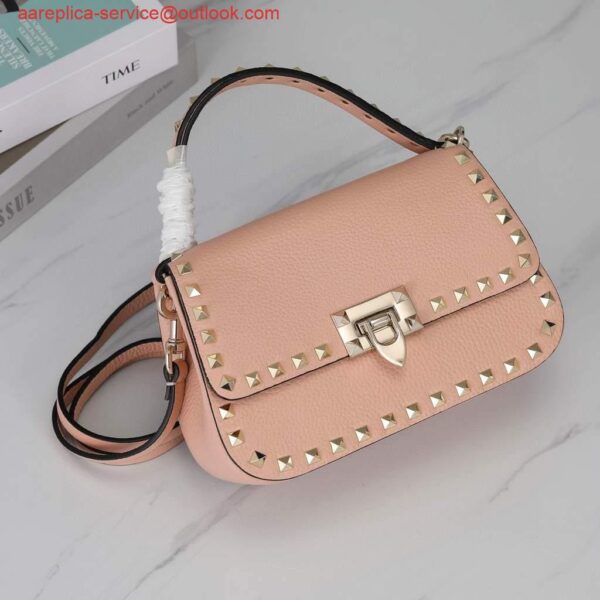 Replica Valentino 2B0I52 Small Rockstud Grainy Calfskin Handbag 2025S Pink 4