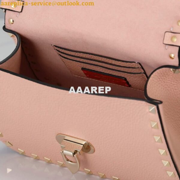 Replica Valentino 2B0I52 Small Rockstud Grainy Calfskin Handbag 2025S Pink 5