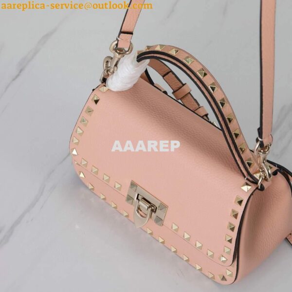 Replica Valentino 2B0I52 Small Rockstud Grainy Calfskin Handbag 2025S Pink 6