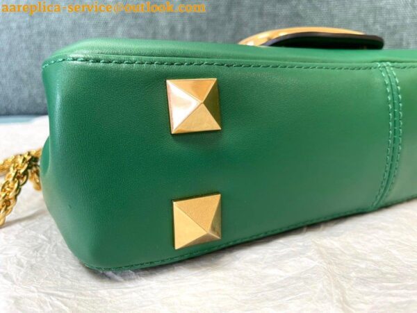 Replica Valentino Stud Sign Shoulder Bag In Green Nappa Leather 6