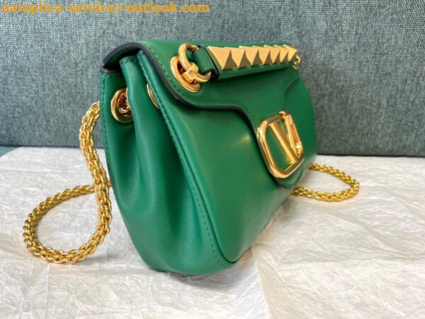 Replica Valentino Stud Sign Shoulder Bag In Green Nappa Leather 8