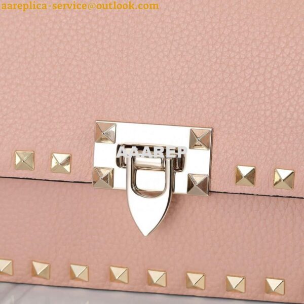 Replica Valentino 2B0I52 Small Rockstud Grainy Calfskin Handbag 2025S Pink 9