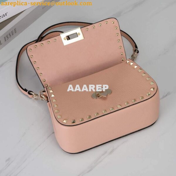 Replica Valentino 2B0I52 Small Rockstud Grainy Calfskin Handbag 2025S Pink 10