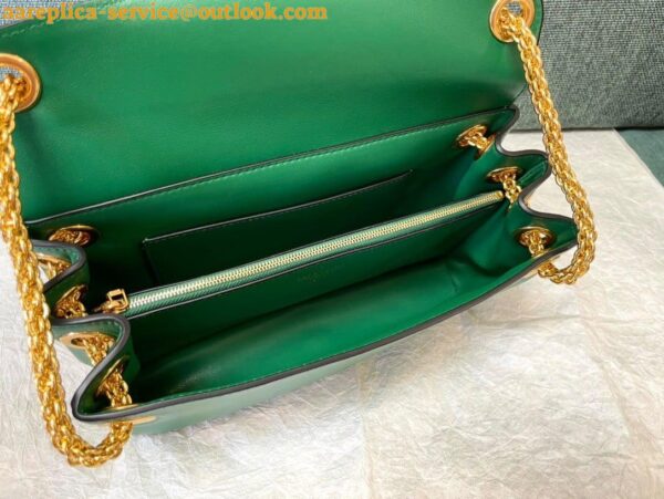 Replica Valentino Stud Sign Shoulder Bag In Green Nappa Leather 11