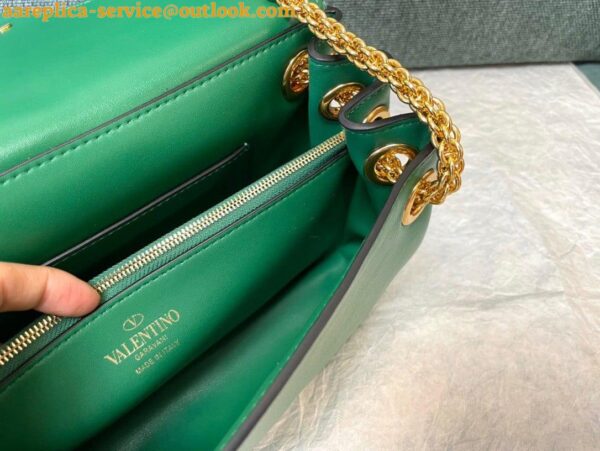 Replica Valentino Stud Sign Shoulder Bag In Green Nappa Leather 12