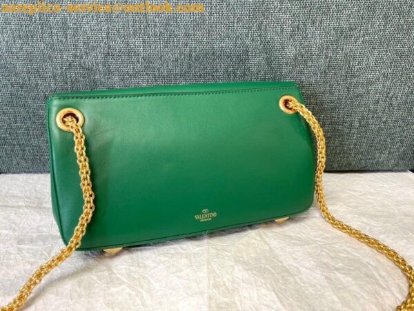 Replica Valentino Stud Sign Shoulder Bag In Green Nappa Leather 14