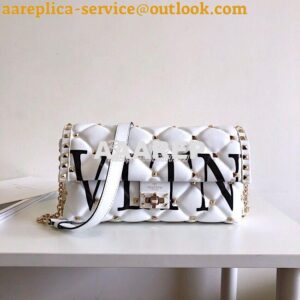 Replica Valentino Garavani Candystud Leather Clutch with VLTN White