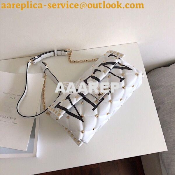 Replica Valentino Garavani Candystud Leather Clutch with VLTN White 4